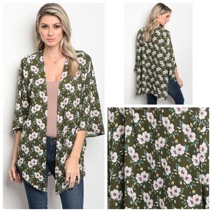 🆕Olive floral kimono